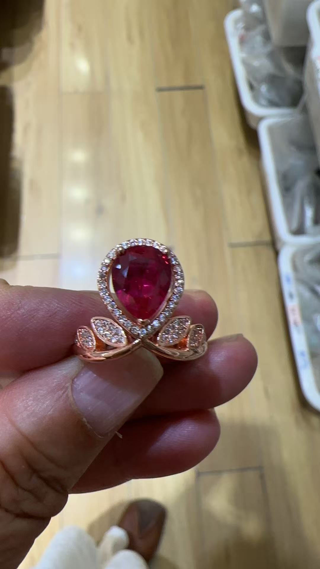 Pink spinel ring