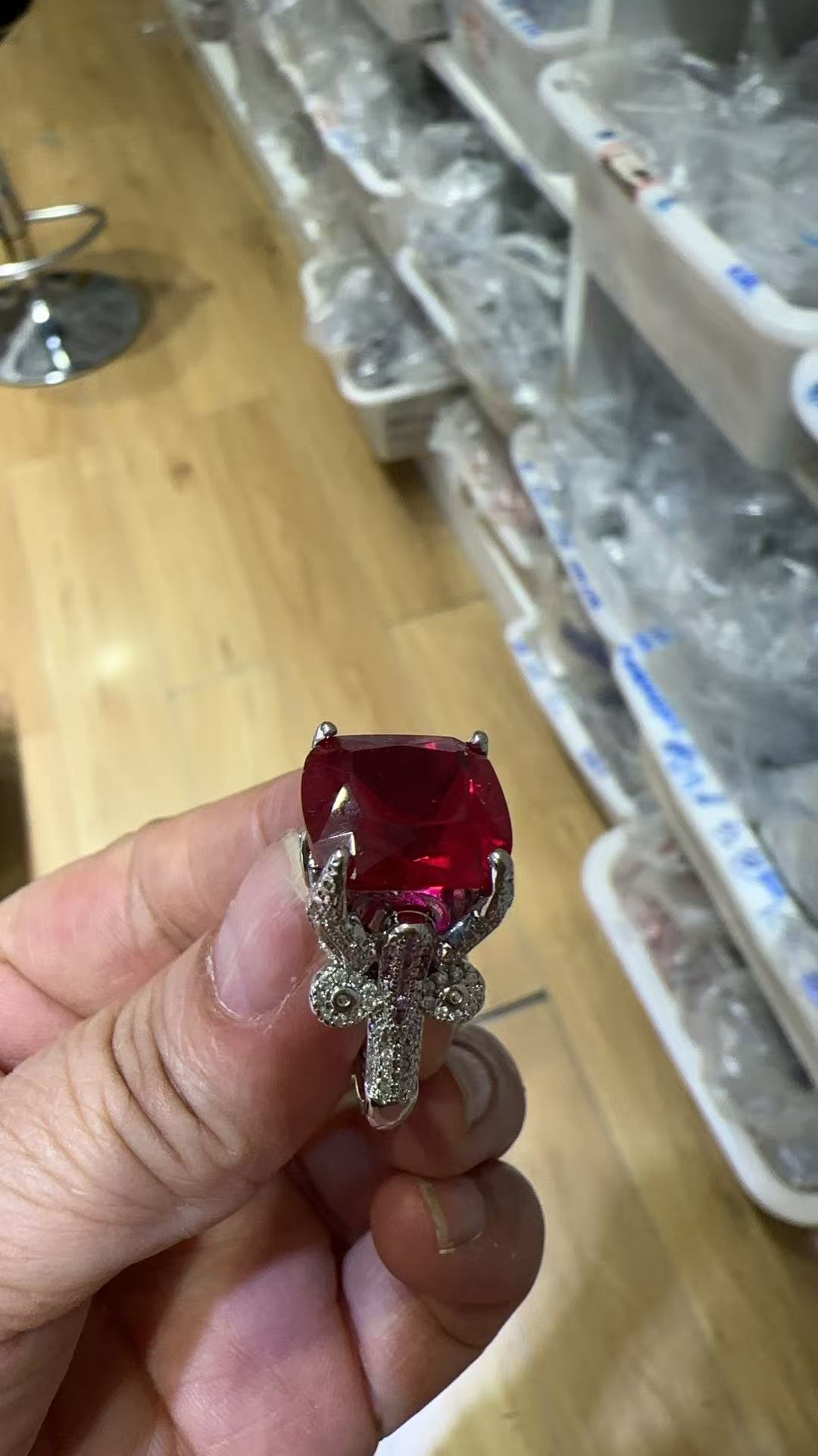 Pink spinel ring