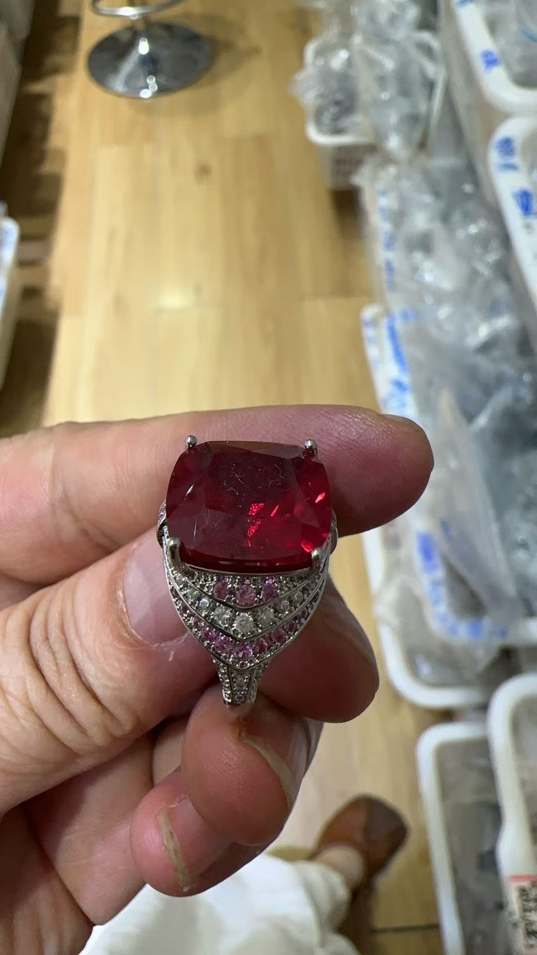 Pink spinel ring