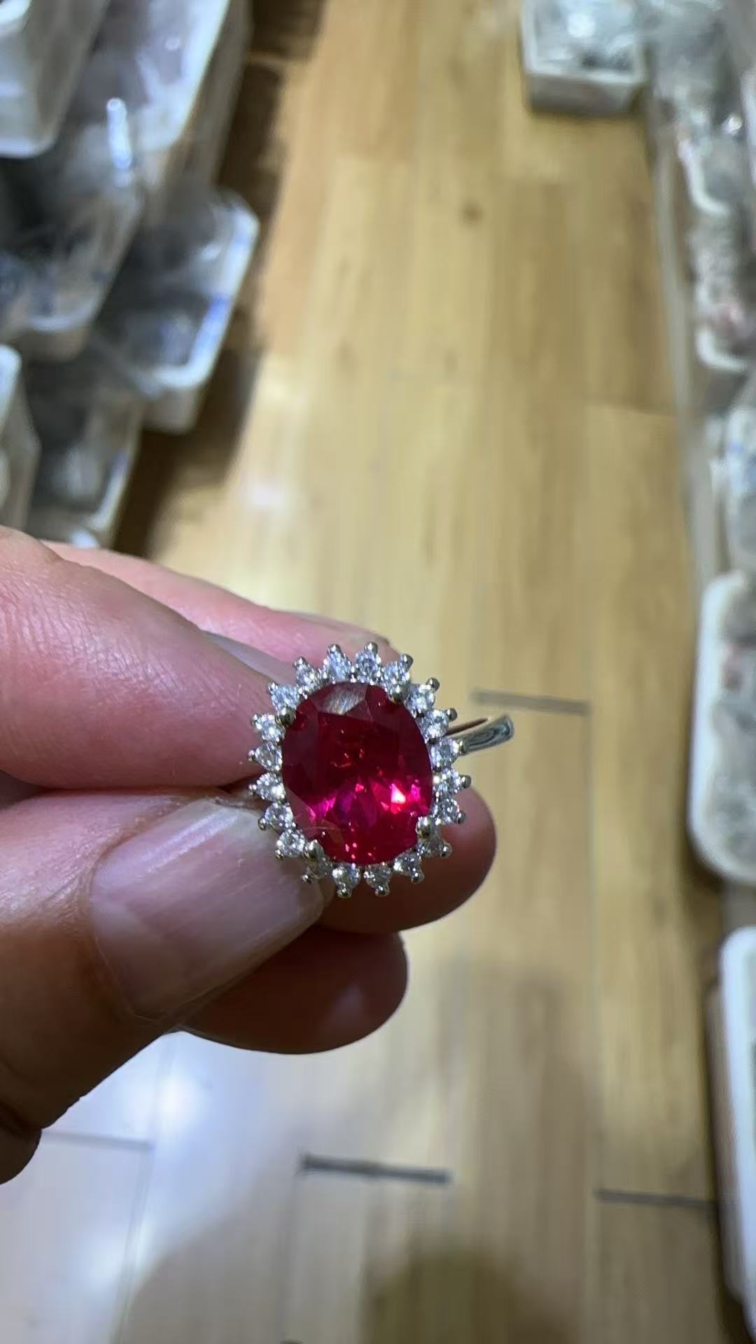 Pink spinel ring